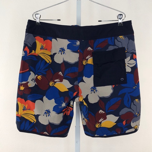 Mossimo Supply Co. Blue Floral Swim Trunks, Sz 36 - Picture 2 of 5